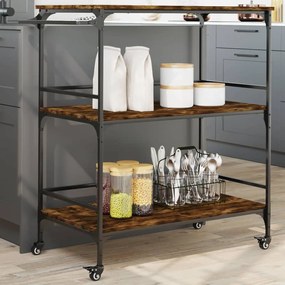 Carrello Da Cucina Rovere Fumo 100,5x50x105cm Legno Multistrato /
