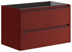 Mobile da bagno sotto lavabo TRATTO rosso opaco L 79.5 x H 50 x P 45.5 cm 2 cassetti, lavabo non incluso