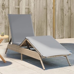 Lettino Prendisole Con Cuscini Beige İn Polyrattan /
