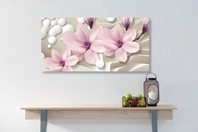 Stampa su tela – Magnolia su sfondo astratto