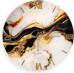 Orologio da parete in vetro temperato stampa effetto marmo oro D60 cm - BRYT