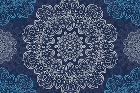 Carta da parati – Mandala blu con motivo astratto