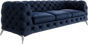 Divano blu scuro con rivestimento in velluto 243 cm Chelsea – Ropez