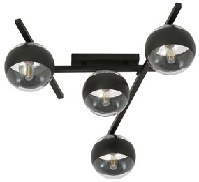 Plafoniera Moderna Teti Acciaio Nero 4 Luci E14 Ip20