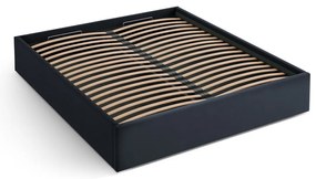 Letto matrimoniale imbottito blu scuro con contenitore/senza testiera con rete inclusa 180x200 cm Susan – Micadoni