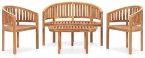 Set Salotto da Giardino 4 pz Design Curvo in Massello di Teak