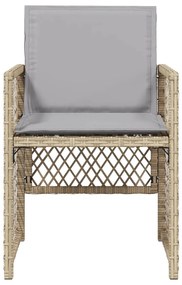 Sedie da giardino con cuscini 4 pz beige misto in polyrattan