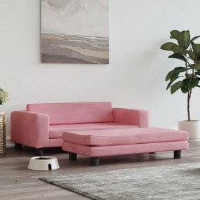 Lettino per cani con estensione rosa 100x50x30 cm in velluto