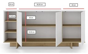 Cassettiera bassa in rovere decorato in colore naturale 170x80 cm Cequoia - Marckeric