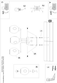 Sollux SL.1144 - Lampadario a stelo FILLAN 3xE27/60W/230V nero