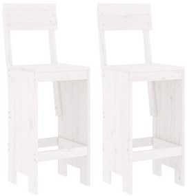 Sgabelli da bar 2pz bianchi 40x48,5x115,5cm legno massello pino