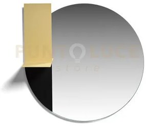 Specchio tondo diametro 35 cm con mensola in metallo verniciato sabbia