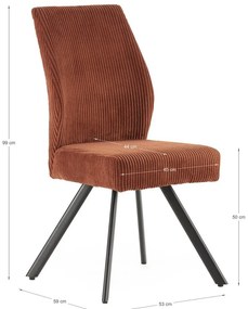 Set di 2 sedie da pranzo in velluto a coste arancione Anibal - Marckeric