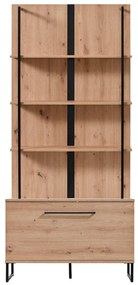 DODO - libreria moderna colore rovere con 4 mensole e un'anta