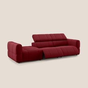 Giotto Divano con terminale e opzione relax elettrico in microfibra effetto velluto impermeabile T09 rosso