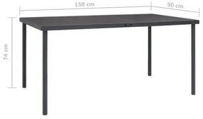 Tavolo da Pranzo per Esterni Antracite 150x90x74 cm in Acciaio