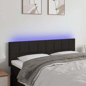 Testiera A Led Nera 144x5x78/88 Cm İn Tessuto /