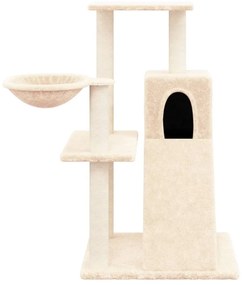 Albero per gatti con tiragraffi in sisal crema 82 cm