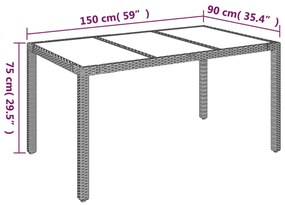 Set da Pranzo da Giardino 5 pz con Cuscini in Polyrattan Grigio