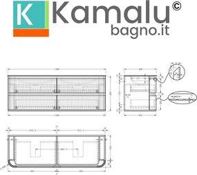 Mobile bagno 140 cannettato con lavabo solid stone | KAM-NORTH-140 - KAMALU