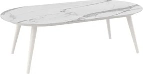 Salotto Da Esterno 5 Posti In Alluminio E Corda Con Tavolino Celia Bianco