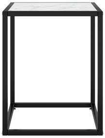 Tavolino salotto nero con vetro bianco marmorizzato 40x40x50cm