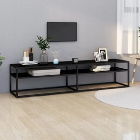 Mobile Porta Tv Nero 180x40x40,5 Cm İn Vetro Temperato /