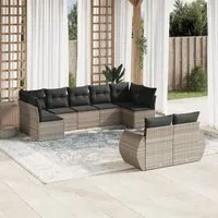 Set Divano da Giardino 9pz con Cuscini Grigio Chiaro Polyrattan 3254159