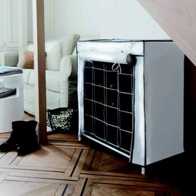 Scarpiera in tessuto bianco e nero Scarpe, 25 scomparti - Compactor