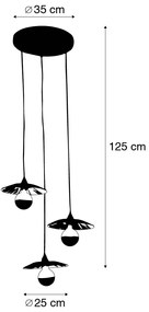Lampada a sospensione rustica nera con corda 3 luci - Leia