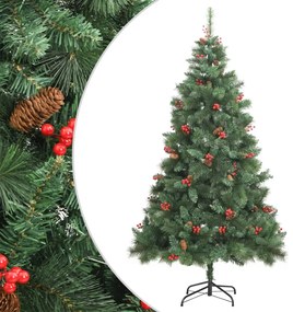 Albero Natale Artificiale Incernierato con Pigne e Bacche, Albero Natale Artificiale Incernierato con Pigne e Bacche 210cm II