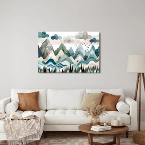 Quadro su tela – Paesaggio montano colorato con foresta