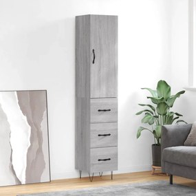 Credenza grigio sonoma 34,5x34x180 cm in legno multistrato