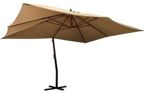Ombrellone A Sbalzo Con Palo İn Legno 400x300 Cm Tortora /