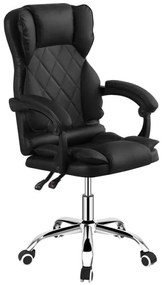 Poltrona Ufficio Milo Nera con Base Cromata e Funzione Reclinabile – 65x67x112-122h