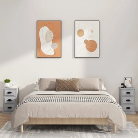 Comodino grigio cemento 39x39x67 cm in legno multistrato