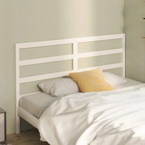Testiera Per Letto Bianca 126x4x100cm İn Legno Massello Di Pino /