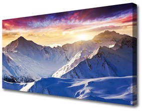 Foto quadro su tela Paesaggio di montagne di neve 100x50 cm