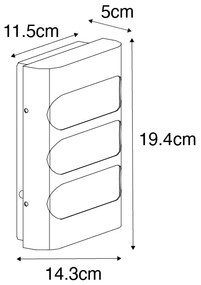 Lampada da parete per esterni nera con LED incl. sensore luce/buio - Gaev