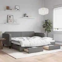 Divano Letto Estraibile Cassetti Grigio Scuro 90x190cm Tessutocod mxl 82714