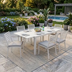 DEXTER - set tavolo in alluminio cm 160/240 x 90 x 75 h con 6 sedie Dexter