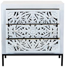 OHM - comò cassettiera con decoro 3 cassetti legno e ferro