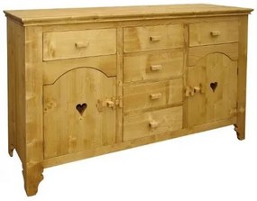 Base credenza 2 ante con cuori e 6 cassetti - LM-TD010