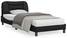 Giroletto Con Testiera Nero 90x190 Cm İn Similpelle /