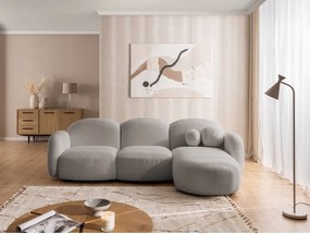 Divano angolare grigio (con penisola a destra/con chaise lounge) con rivestimento in bouclé Orbit – Ropez