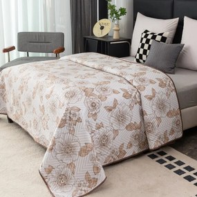 Copriletto trapuntato reversibile con fiori beige Larghezza: 200 cm | Lunghezza: 220 cm