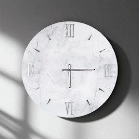 Orologio da Parete GRAFO Ř 65 cm in Vetro Effetto Marmo Bianco