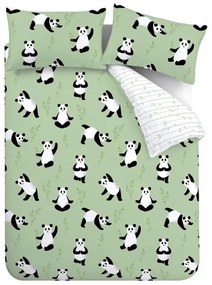 Biancheria da letto per bambini verde per letto matrimoniale 200x200 cm Panda Paws – Catherine Lansfield
