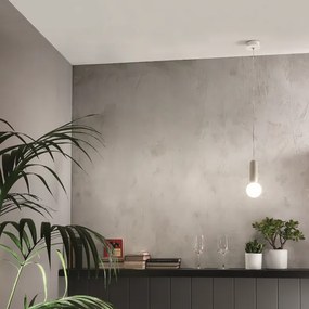 Lampada a sospensione ROCK in cemento Bianco e vetro soffiato D10 cm 1 Luce