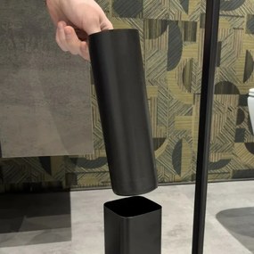 Piantana porta rotolo e scopino da appoggio in acciaio nero opaco Fusion